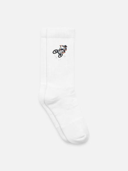 Freestyle BMX Street Artwork Trick Rider Street - Kinder Tennissocken - Weiß