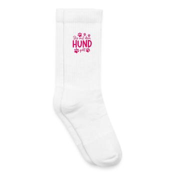 Celui qui marche avec le chien qui dit pattes - Chaussettes de tennis bio enfant - blanc - Droite