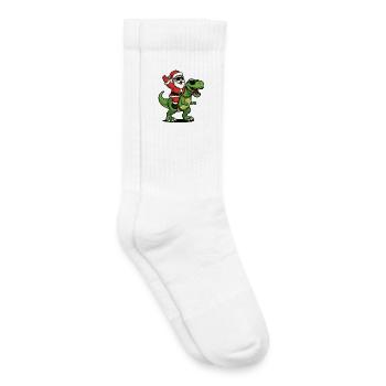 Weihnachts T Rex mit Santa Swag - Kinder Tennissocken - Weiß - Rechts
