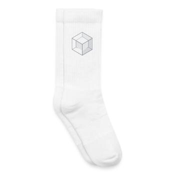 Geometrischer 3D-Würfel Linienstil - Kinder Tennissocken - Weiß - Rechts