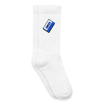 Blue Cassette Tape Retro Illustration - Kids Tennis Socks - white - Right