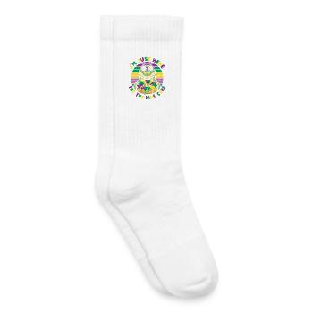 King Cake Mardi Gras Aligator - Chaussettes de tennis bio enfant - blanc - Droite