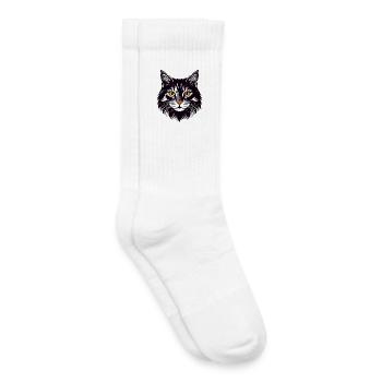 Motif de la tête de chat à poils longs et à poils de chat - Chaussettes de tennis bio enfant - blanc - Droite