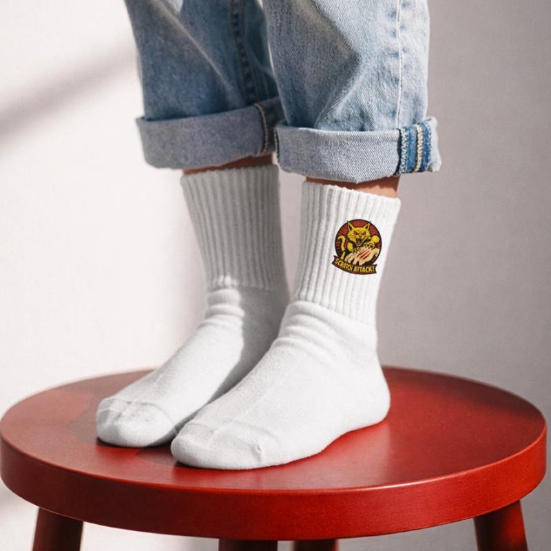 Scratch Attack Angry Cat Claw Design Kids Tennis Socks