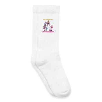 Die Lage ist Besäufniserregend – Lustiges Einhorn  - Kinder Tennissocken - Weiß - Rechts