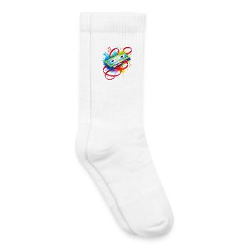 Cassette musicale colorée – graffiti rétro - Chaussettes de tennis bio enfant - blanc - Droite