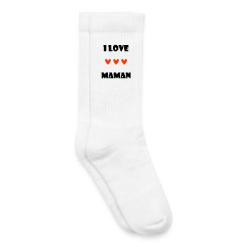 MAMAN. SUPER MAMAN. FÊTE DES MÈRES. COEUR. FÊTE - Chaussettes de tennis bio enfant - blanc - Droite