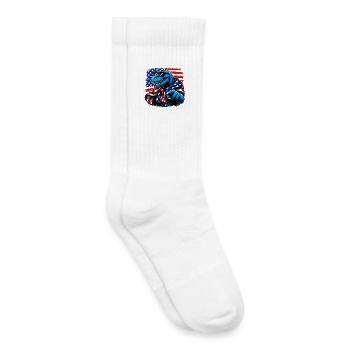 USA Dinosaur T-Shirt – Patriotic T-Rex  - Chaussettes de tennis bio enfant - blanc - Droite