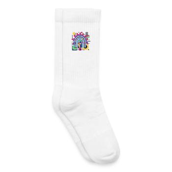 Retro Memphis Grafik Bunte Formen Design - Kinder Tennissocken - Weiß - Rechts