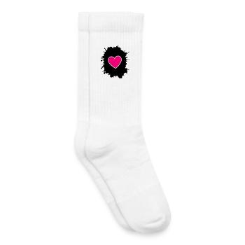 Magenta Herz auf Schwarz - Kinder Tennissocken - Weiß - Rechts