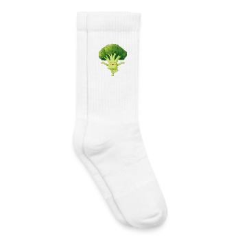 Kawaii Broccoli Yoga Charm - Kids Tennis Socks - white - Right