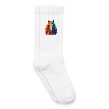 Rainbow Horse / Horse in Rainbow Colors - Kids Tennis Socks - white - Right
