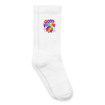 BONNE SENSATION - Ambiances rétro colorées avec un flower power - Chaussettes de tennis bio enfant - blanc - Droite