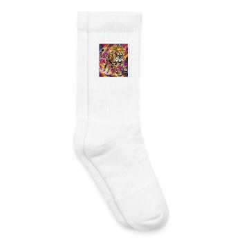 guépard - Chaussettes de tennis bio enfant - blanc - Droite
