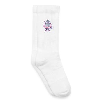Lustige Derpy-Taube mit Poolschwimmen um den Hals - Kinder Tennissocken - Weiß - Rechts