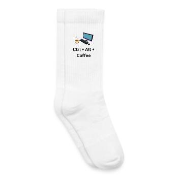 Ctrl Alt Coffee Computer Meme - Chaussettes de tennis bio enfant - blanc - Droite