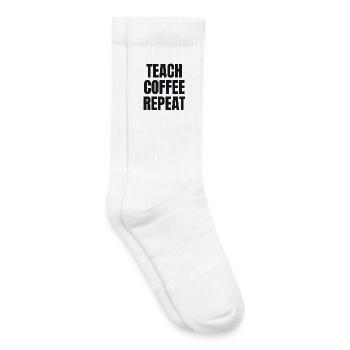 Teach Coffee Repeat - Gift pour enseignants - Chaussettes de tennis bio enfant - blanc - Droite