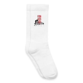 Veni Vidi Vici Distressed Text - Kids Tennis Socks - white - Right