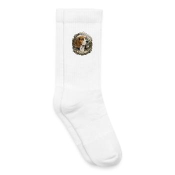 Beagle im Vintage Stil mit Berglandschaft - Kinder Tennissocken - Weiß - Rechts