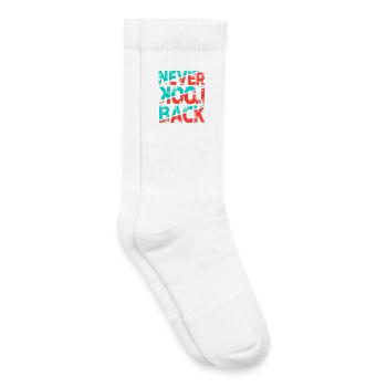 Never Look Back – Retro Typography Statement Design - Kids Tennis Socks - white - Right