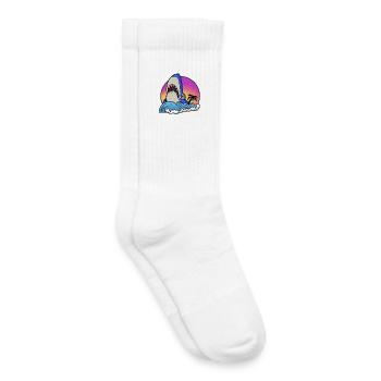 Shark surfer at sunset wave - Kids Tennis Socks - white - Right