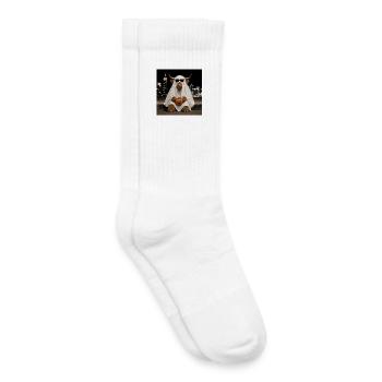 Highland Cow Halloween Ghost with Pumpkin T-Shirt - Kids Tennis Socks - white - Right