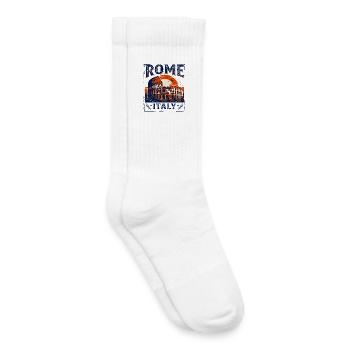 Vintage Rome Italy Colosseum Sunset Skyline - Kids Tennis Socks - white - Right