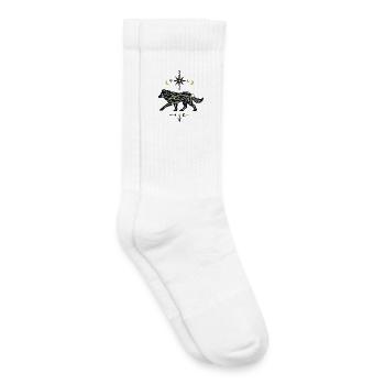 North Star Wolf with Star Paths - Kids Tennis Socks - white - Right