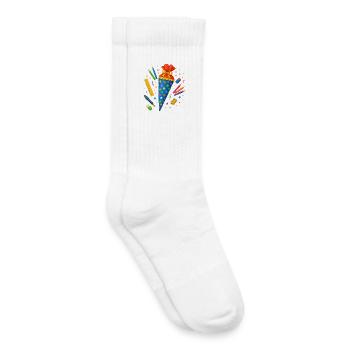 Colorful school cone with school supplies - Kids Tennis Socks - white - Right