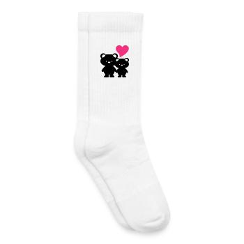 teddy in love - love teddys / teddies - Kids Tennis Socks - white - Right
