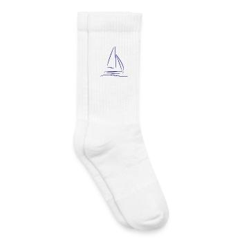 Silhouette de voilier – Maritime Design Bleu - Chaussettes de tennis bio enfant - blanc - Droite