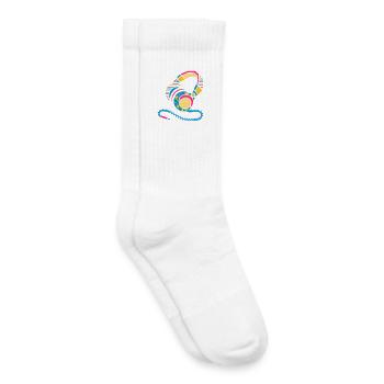 Un casque des modèles et des rayures - Chaussettes de tennis bio enfant - blanc - Droite