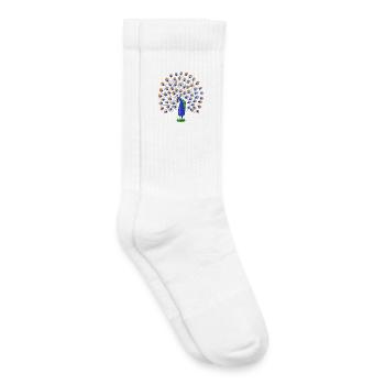 Colorful peacock feather illustration - Kids Tennis Socks - white - Right