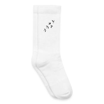 Oiseaux hirondelles  - Chaussettes de tennis bio enfant - blanc - Droite