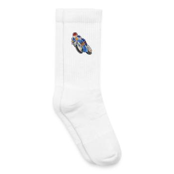 Wheelie à la course de moto - aquarelles lumineuses - Chaussettes de tennis bio enfant - blanc - Droite