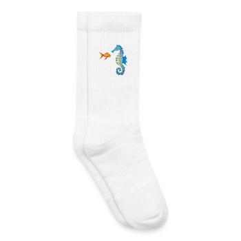 Poissons rouges et hippocampes comiques mignons - Chaussettes de tennis bio enfant - blanc - Droite