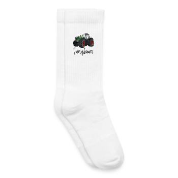 Jungbauer - Traktor, Babygeschenk, Bauernhof - Kinder Tennissocken - Weiß - Rechts