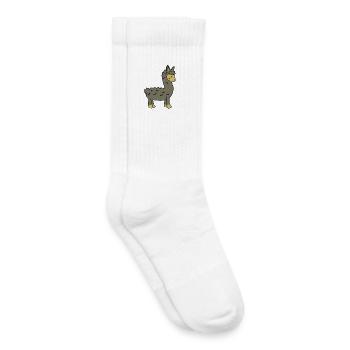 Playful llama with braid and button ears - Kids Tennis Socks - white - Right