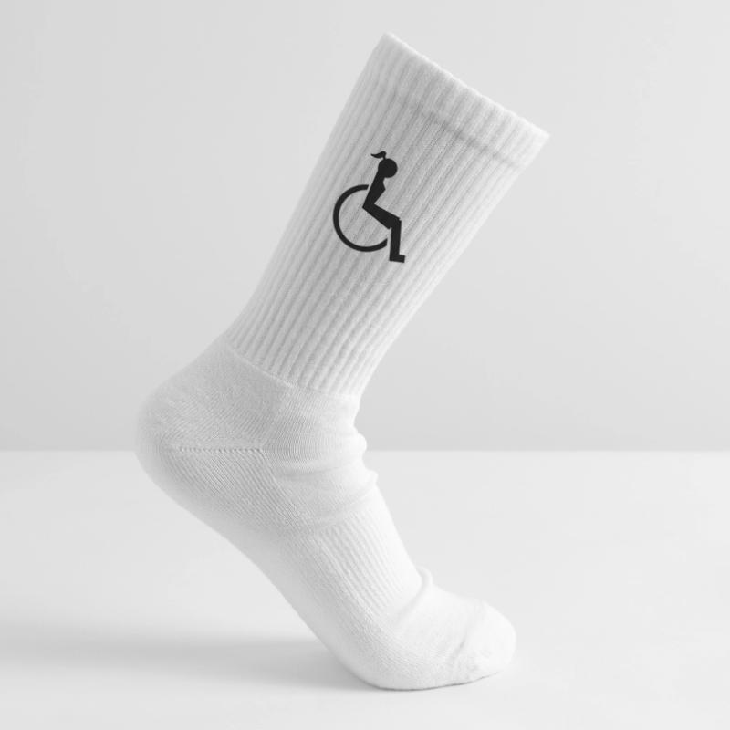 Logo der Dame oder des Mädchens im Rollstuhl. Bild* Kinder Tennissocken