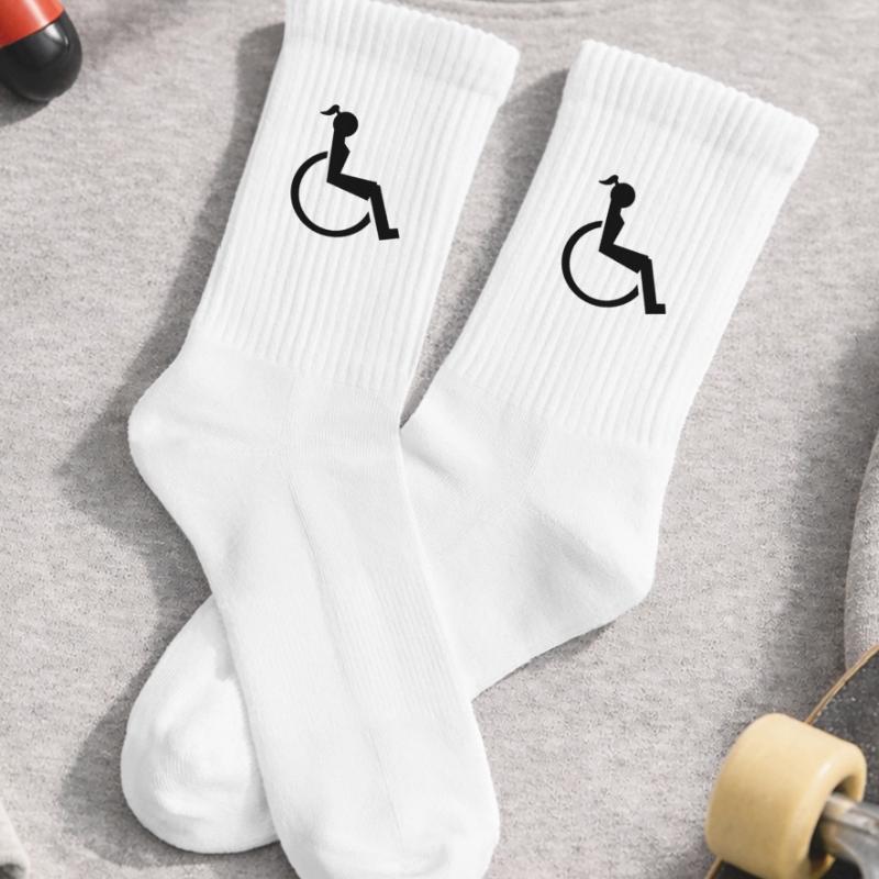 Logo der Dame oder des Mädchens im Rollstuhl. Bild* Kinder Tennissocken