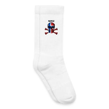 Crâne Jolly Roger Pirate Flag Norge R6Z - Chaussettes de tennis bio enfant - blanc - Droite