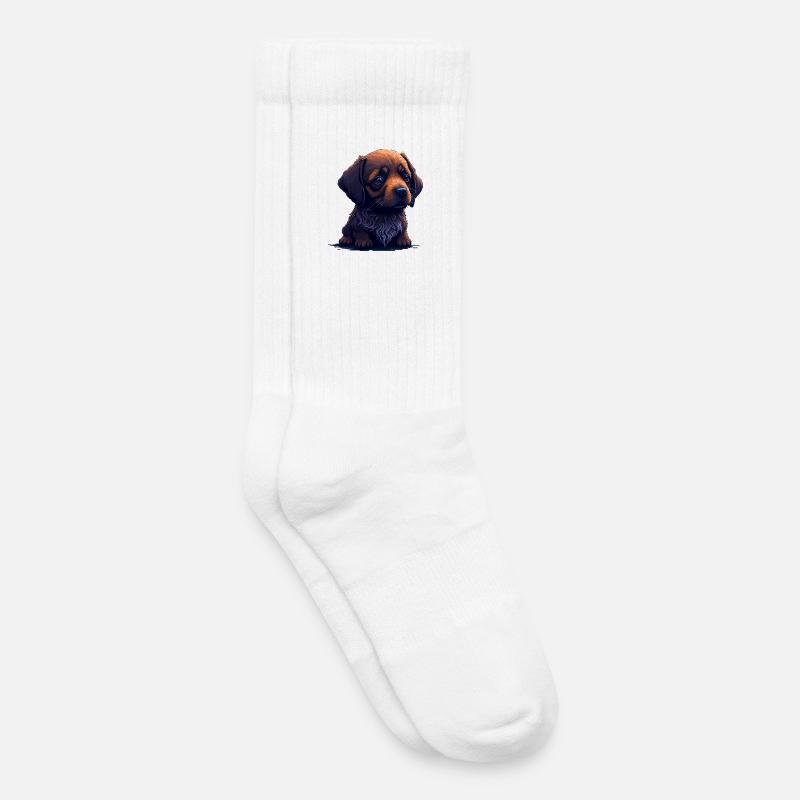 Teckel dans le style numérique - Chaussettes de tennis bio enfant - blanc