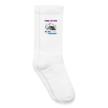 Camping, Hiking, Forest - Think Outside, No Box Re - Kids Tennis Socks - white - Right