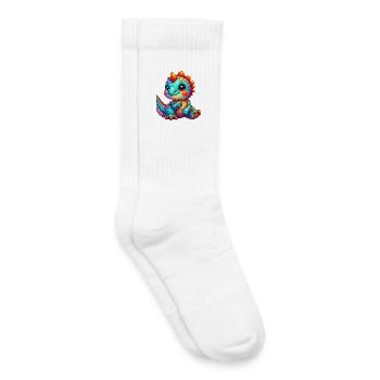 Dinosaure - Chaussettes de tennis bio enfant - blanc - Droite