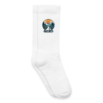 Aventure à vélo de montagne au coucher du soleil - Chaussettes de tennis bio enfant - blanc - Droite