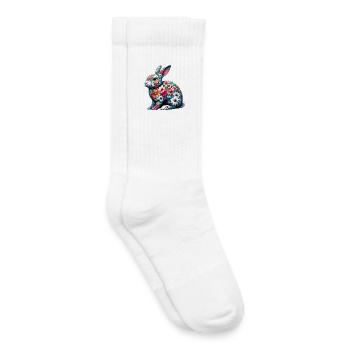 Rabbit decorated with flowers - Kids Tennis Socks - white - Right