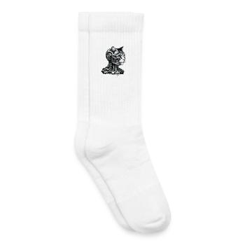 Katzenkopf gestaltet als Roboter im Retro-Look - Kinder Tennissocken - Weiß - Rechts