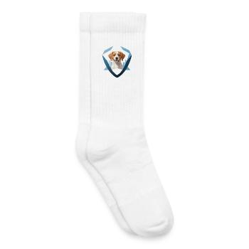 Chiot souriant encadré géométriquement - Chaussettes de tennis bio enfant - blanc - Droite