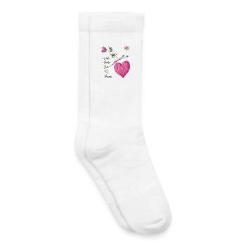 Coeur tricoté avec des fleurs et des aiguilles à tricoter - Chaussettes de tennis bio enfant - blanc - Droite