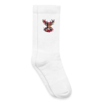 Cerf avec des fleurs - Chaussettes de tennis bio enfant - blanc - Droite